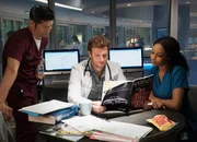 "Natural History" Episode 202 -- Pictured: (l-r) Brian Tee as Ethan Choi, Nick Gehlfuss as Will Halstead, Yaya DaCosta as April Sexton