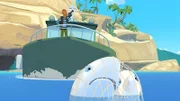 Rico (links) hat Hai Omaroua und Delfin Zoom in einem Netz gefangen. Er hofft, für die Tiere einen hohen Preis zu bekommen.