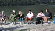 Gino Palazzolo, Yazmin Pineda, Ari, Bini, Robert White, and Sophie Cheshire talking after their therapy activity