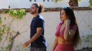 Sophie Cheshire and Robert White walking in the resort