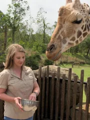 Bindi with a giraffe.