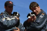 Das Team der Rettungsflieger mit Alexander Karuhn (Matthias Leja, l.) und Jan Wollcke (Oliver Hörner, r.)versteht sich nicht nur auf das Bergen von Menschen.