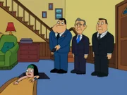 Hayley (l.), Stan (2.v.l.), George W. Bush (2.v.r.)