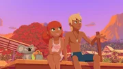 Yann und seine kleine Schwester Marina sind froh, dass es dem verwundeten Mantarochen wieder gut geht.