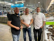 Die "Prinzessin" in La Coruna/Spanien. Marktausflug mit Küchenchef Jörg Schwab, Hotelmanager Andreas Vespermann und Lademeister Balazs Schweitzer.