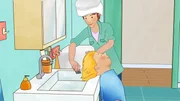 Mama kämmt Connis Haare aus.