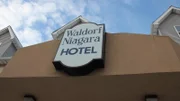 A shot of the Waldorf Niagara Hotel's sign in Niagara Falls, NY. An unfitting name for the dilapidated hotel, as seen on Travel Channel's Hotel Impossible.