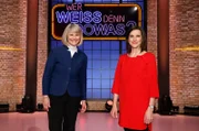 Als Kandidatinnen zu Gast bei "Wer weiß denn sowas?": Die ZDF-Nachrichtenmoderatorin Gundula Gause (i.) und die ZDF-Nachrichtenmoderatorin Kay-Sölve Richter (r.).