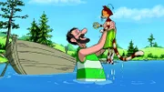 Findus hat Petterssons Seepferdabzeichen aus dem Wasser gefischt.
