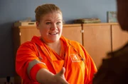 Neuzugang bei den Müllwerkern: Die Powerfrau Pamela (Gisela Flake) stellt sich vor.