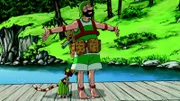 Findus zweifelt, ob Petterssons Schwimm-Maschine wirklich funktioniert.