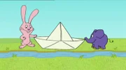 Hase und Elefant präsentieren Geschichten zum Thema Wasser.