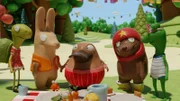 Beim Picknick: (v.l.n.r.) Marilu, Bio, Nö-Nö, Tüftel und Undine.
