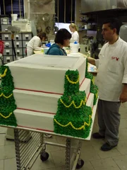 Drag Queen Cake and Holiday Party Cake. The Drag Queen cake starts to take shape. In background are Toni Walton, Christine Campanelli, Catherine Valleau and Buddy Valastro.