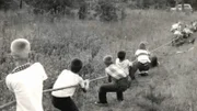 Jungen beim Tauziehen während des Robbers-Cave-Experiments in Oklahoma. Das Experiment ermöglichte grundlegende Einsichten in die Psychologie von Gruppenkonflikten.