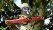 Shaun muss die Schweine überlisten. Vielleicht klappt es ja mit einem genialen Treffer.