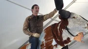 Las Vegas, NV - Host Jason Silva rides a mechanical bull while delivering his conclusion to the show.