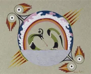 Konventionelle Gestaltung von Symbolen (Sacred Avanyu), 1930-40 (Tempera auf Papier)