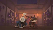 Usagi (l.) und Chizu (r.) suchen im Verborgenen Dojo nach dem letzten Urban Yokai "Verwirrung". Chizu hat sich für ihre Freunde entschieden.