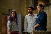 (v.l.n.r.) Blink (Jamie Chung); Marcos Diaz (Sean Teale); Reed Strucker (Stephen Moyer)