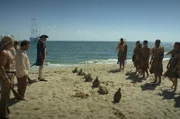 James Cook nimmt eine Insel für die britische Krone in Besitz.