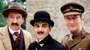 v.l.n.r. Chief Inspector Japp (Philip Jackson), Hercule Poirot (David Suchet) und Lieutenant Hastings (Hugh Fraser)