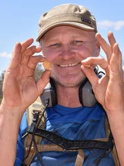 Rick Fishers with gold nuggets.