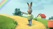Pip hat einen tollen Regenbogen entdeckt und glaubt fest daran, dass am Ende des Bogens ein Schatz versteckt ist.