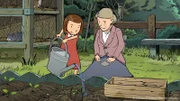 Colette hilft ihrer geschwächten Großmutter bei der Gartenarbeit.