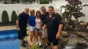 Wayde, Theresa Caputo, Heather, Larry Caputo and Brett in front of the finished Koi pond.