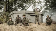 REENACTMENT - Deutsche Einheiten verteidigen einen Bunker auf dem Crucifix Hill. Darsteller L-R: David Bell, TJ Matthews, Etienne Cole, Cody Childs, Kaden Conners.