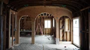 Partial progress view of the living room area of the home in the Hollywood Hills restored by Alison Victoria on Windy City Rehab.