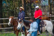 Ross and Blue walk with Bruno.