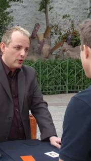Las Vegas, NV - Deception specialist Apollo Robbins uses sleight of hand to prove just how bad we are at explaining our decisions. The test subject thinks he's telling Apollo why one woman is more attractive than another -- but what he doesn't know is that he's describing the woman he found less attractive.