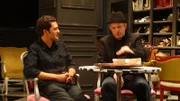 Host Jason Silva listens nervously as Master Illusionist Apollo Robbins explains what is about to happen in this modified game of Russian Roulette.