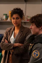 L-R:Emily Price (Vella Lovell) and Fred 'Shred' Taylor (Michael Rowland)