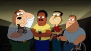 (v.l.n.r.) Peter Griffin; Cleveland Brown; Glenn Quagmire; Joe Swanson