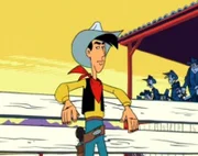 Lucky Luke wird beim großen Rodeo misstrauisch.