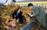 Kommissar Richie Moser (Tobias Moretti, M.) und sein Assistent Stockinger (Karl Markovics, r.) finden die ermordete Ines Wieland (Ingrid Köstler, l.) in einem Laubhaufen in Schönbrunn.
