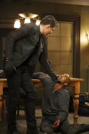 L-R: John Bradley (Jonathan Cake), Derek Morgan (Shemar Moore)