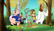 L-R: Porky Pig, Daffy Duck, Bugs Bunny, Lola Bunny, Foghorn Leghorn