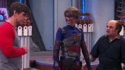 Captain Man, Ray Manchester (Cooper Barnes, l.), Henry Hart, Kid Danger (Jace Norman, m.) und Schwoz (Michael D. Cohen, r.)