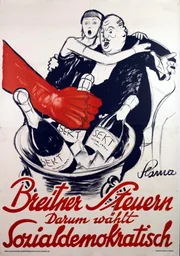 Das „rote Wien“ (1919-1934). Die sozialdemokratische Stadtregierung wirbt mit einem Plakat für Sondersteuern.