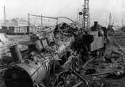 Zerstörte Lokomotive.