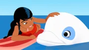 Timeti streicht Zoom über den Kopf und bedankt sich bei ihm. Er hat sie an Land gebracht, nachdem sie beim Surfen unter eine große Welle geraten war.