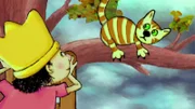 Der kleine König hört die Katze, die sich nicht vom Baum herunter traut.