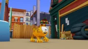 Garfield hat aus Versehen Hundefutter gegessen und glaubt nun, dass er sich in einen Hund verwandeln wird.
