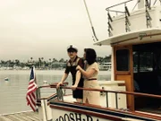 Bill and Nancy on their boat at the marina.