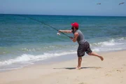 Eric Young casting his line.