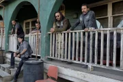 L-R:  Vincent Rocco Vargas as Gilberto "Gilly" Lopez, Antonio Jaramillo as Michael "Riz" Ariza, Clayton Cardenas as Angel Reyes, Raoul Max Trujillo as Che "Taza" Romero and Michael Irby as Obispo "Bishop" Losa